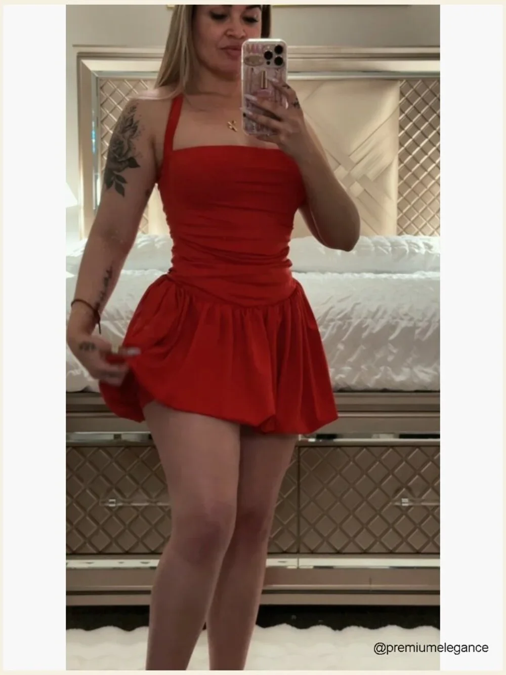 Sexy Halter Corset Mini Dress with Built-in Shorts Ruched Waist Party - Picture 6 of 7